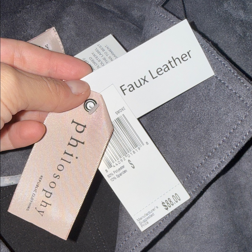 Philosophy Charcoal Leather Jacket - Picture 3 of 10